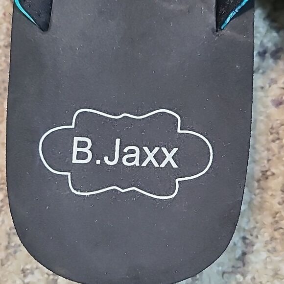 B. Jaxx Aqua Snakeskin Flip-flops, 1 3/4" Wedge, Size Large  9-10 Shoes - Picture 4 of 6